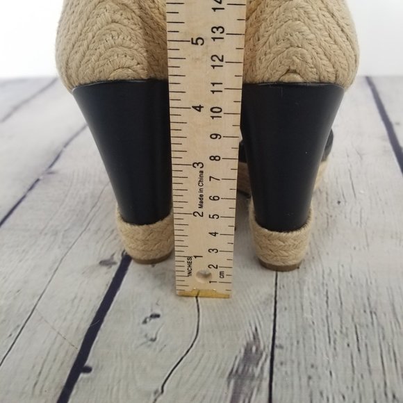 Sam Edelman Black T Strap, Stappy Woven Wedge - Picture 7 of 8